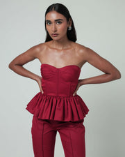 Corset Peplum Top - Red